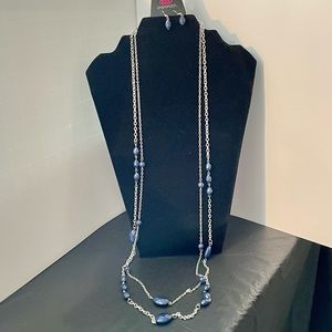 Paparazzi Long Blue Necklace & Earring Set